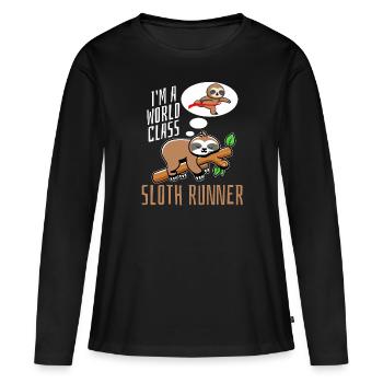 Sloth Runner Sloth Runs - T-shirt manches longues Premium bio Femme - noir - Devant - Julia (174cm)