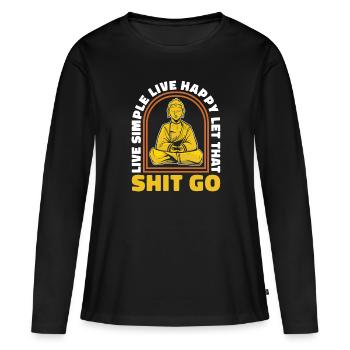 Bouddha bouddhiste drôle - T-shirt manches longues Premium bio Femme - noir - Devant - Julia (174cm)