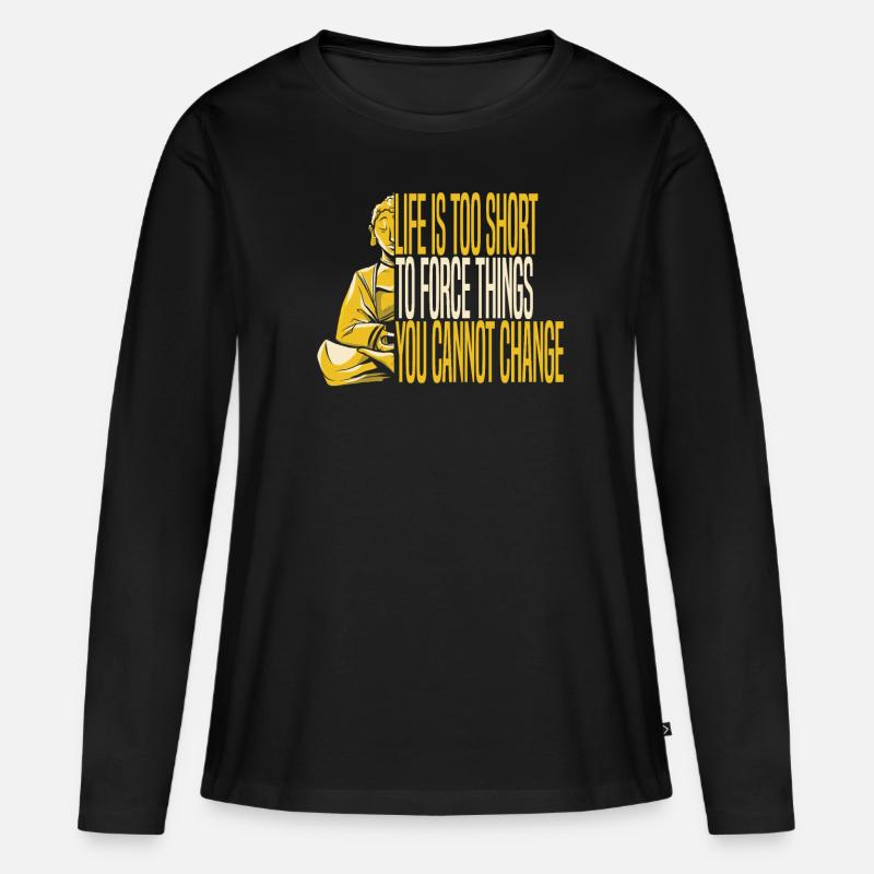 Buddha Buddhist Buddha Lass Den Scheiß Los - Frauen Premium Bio Langarmshirt - Schwarz
