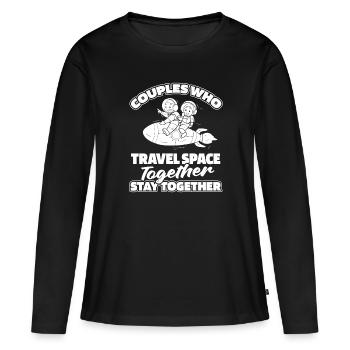 Astronaute Astronaute Cosmonaute - T-shirt manches longues Premium bio Femme - noir - Devant - Julia (174cm)