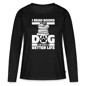 Rat de bibliothèque Livre Rat de bibliothèque - T-shirt manches longues Premium bio Femme - noir - Devant - Julia (174cm)