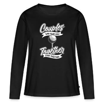 Golf Golfer Golfen - Frauen Premium Bio Langarmshirt - Schwarz - Vorne - Julia (174cm)