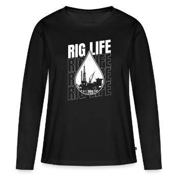 Ölfeld Bohrinsel Rig Life - Frauen Premium Bio Langarmshirt - Schwarz - Vorne - Julia (174cm)