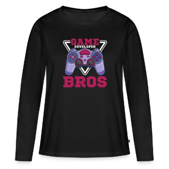 Manette de jeu Gamer - T-shirt manches longues Premium bio Femme - noir - Devant - Julia (174cm)