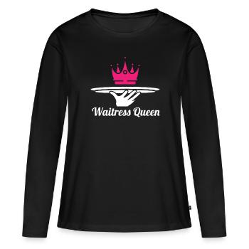 Serveur Serveuse Queen - T-shirt manches longues Premium bio Femme - noir - Devant - Julia (174cm)