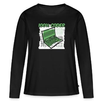 Programmeur Codeur développeur - T-shirt manches longues Premium bio Femme - noir - Devant - Julia (174cm)
