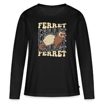 Putois furet - T-shirt manches longues Premium bio Femme - noir - Devant - Julia (174cm)