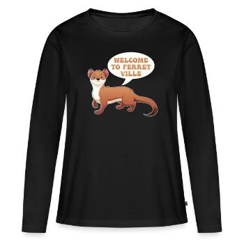 Putois furet mignon - T-shirt manches longues Premium bio Femme - noir - Devant - Julia (174cm)