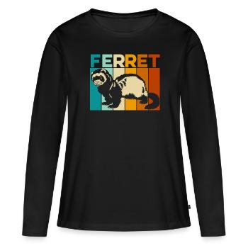 Putois furet - T-shirt manches longues Premium bio Femme - noir - Devant - Julia (174cm)