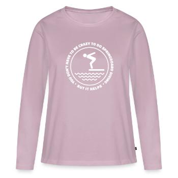 Plongée plongée drôle - T-shirt manches longues Premium bio Femme - rose poudré - Devant - Julia (174cm)
