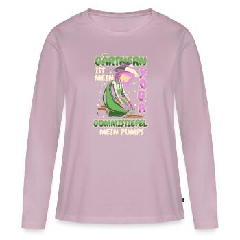 Hobbygärtner Garten Yoga - Frauen Premium Bio Langarmshirt - Altrosa - Vorne - Julia (174cm)
