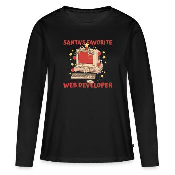 Web Entwickler Webdeveloper Weihnachtsmann - Frauen Premium Bio Langarmshirt - Schwarz - Vorne - Julia (174cm)