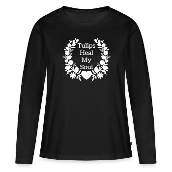 Tulipes Tulipes - T-shirt manches longues Premium bio Femme - noir - Devant - Julia (174cm)