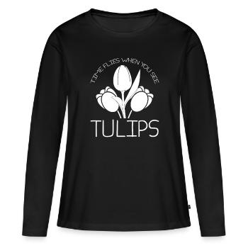Tulipes Tulipes - T-shirt manches longues Premium bio Femme - noir - Devant - Julia (174cm)