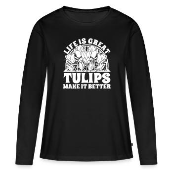 Tulipes Tulipes - T-shirt manches longues Premium bio Femme - noir - Devant - Julia (174cm)