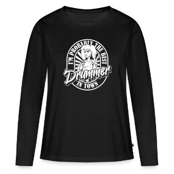 Batterie Batteur Batteur - T-shirt manches longues Premium bio Femme - noir - Devant - Julia (174cm)