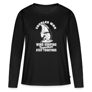 Wing Surf Wing Foil Pair - T-shirt manches longues Premium bio Femme - noir - Devant - Julia (174cm)
