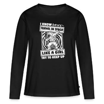 Astronaute Astronaute Cosmonaute - T-shirt manches longues Premium bio Femme - noir - Devant - Julia (174cm)
