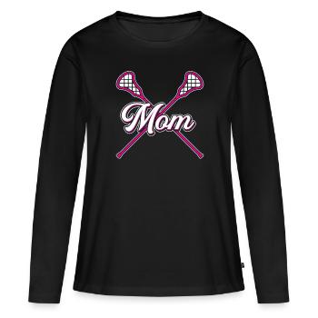 Lacrosse Mom Lacrosse Mom - T-shirt manches longues Premium bio Femme - noir - Devant - Julia (174cm)