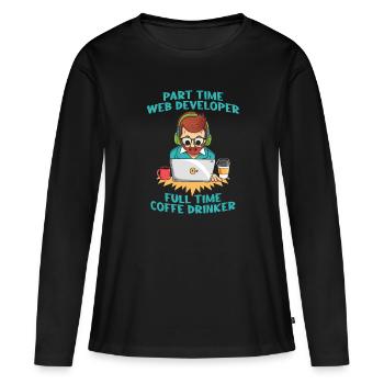 Web Developer Web Developer Coffee - Women's Premium Organic Long Sleeve Shirt - black - Front - Julia (174cm)