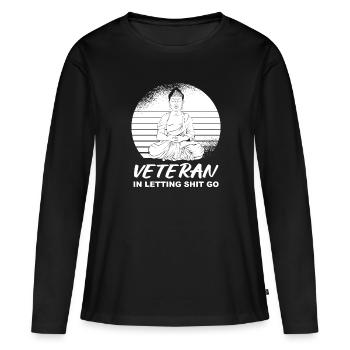 Vétéran bouddhiste Bouddha - T-shirt manches longues Premium bio Femme - noir - Devant - Julia (174cm)