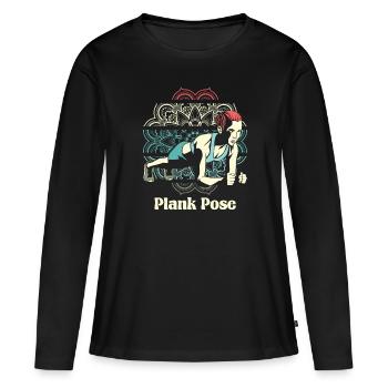 Planche de yoga - T-shirt manches longues Premium bio Femme - noir - Devant - Julia (174cm)