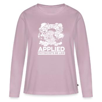 Physique Physiciens Physique appliquée - T-shirt manches longues Premium bio Femme - rose poudré - Devant - Julia (174cm)