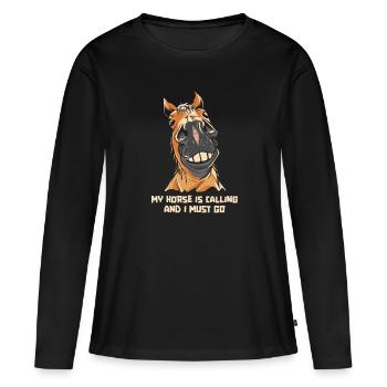 Équitation équestre amusante Endurance - T-shirt manches longues Premium bio Femme - noir - Devant - Julia (174cm)
