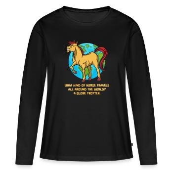 Équitation équestre amusante Endurance - T-shirt manches longues Premium bio Femme - noir - Devant - Julia (174cm)