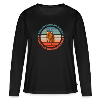 Équitation équestre cool Endurance - T-shirt manches longues Premium bio Femme - noir - Devant - Julia (174cm)