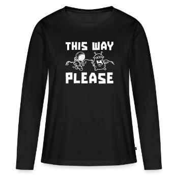 Espace Espace Fun Colonisation de l’espace - T-shirt manches longues Premium bio Femme - noir - Devant - Julia (174cm)