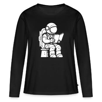 Rat de bibliothèque Livre Rat de bibliothèque - T-shirt manches longues Premium bio Femme - noir - Devant - Julia (174cm)