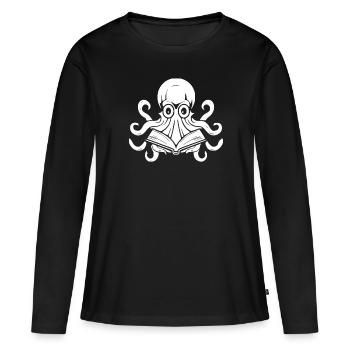 Rat de bibliothèque Livre Rat de bibliothèque - T-shirt manches longues Premium bio Femme - noir - Devant - Julia (174cm)