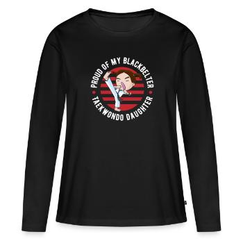 Taekwondo Père Taekwondo - T-shirt manches longues Premium bio Femme - noir - Devant - Julia (174cm)