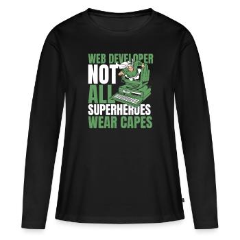 Web Developer Web Developer Superhero - Women's Premium Organic Long Sleeve Shirt - black - Front - Julia (174cm)
