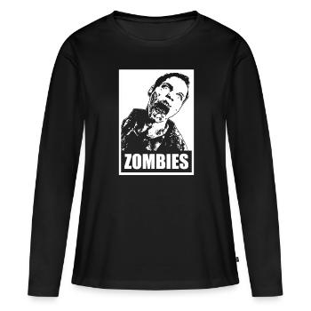 Affiche d’Halloween zombie - T-shirt manches longues Premium bio Femme - noir - Devant - Julia (174cm)