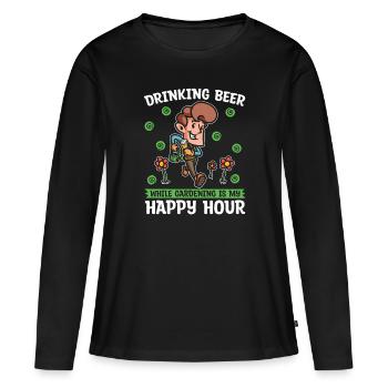 Hobbygärtner Garten Glücklich Garten Bier - Frauen Premium Bio Langarmshirt - Schwarz - Vorne - Julia (174cm)