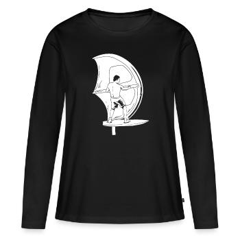 Wing Surf Wing Foil - T-shirt manches longues Premium bio Femme - noir - Devant - Julia (174cm)