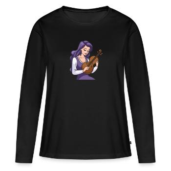 Violon Violon - T-shirt manches longues Premium bio Femme - noir - Devant - Julia (174cm)