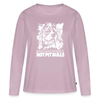 Pitbull Ignorance Pitbull Ban - Women's Premium Organic Long Sleeve Shirt - dusky pink - Front - Julia (174cm)