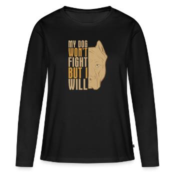 Pitbull Pitbull Interdiction - T-shirt manches longues Premium bio Femme - noir - Devant - Julia (174cm)