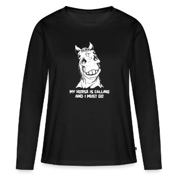Équitation équestre d’endurance - T-shirt manches longues Premium bio Femme - noir - Devant - Julia (174cm)