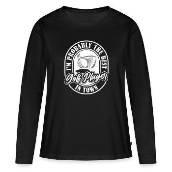Golf Golfer Golfen - Frauen Premium Bio Langarmshirt - Schwarz - Vorne - Julia (174cm)