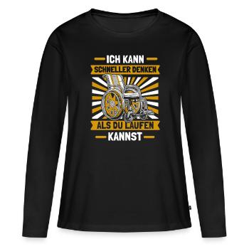 Fauteuil roulant Fauteuil roulant drôle - T-shirt manches longues Premium bio Femme - noir - Devant - Julia (174cm)