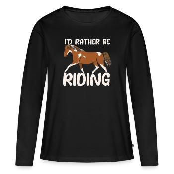 Équitation équestre cool Endurance - T-shirt manches longues Premium bio Femme - noir - Devant - Julia (174cm)