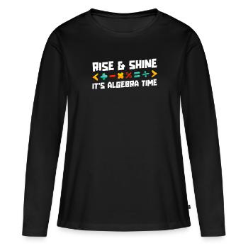Professeur de mathématiques Professeur de mathématiques Algèbre - T-shirt manches longues Premium bio Femme - noir - Devant - Julia (174cm)