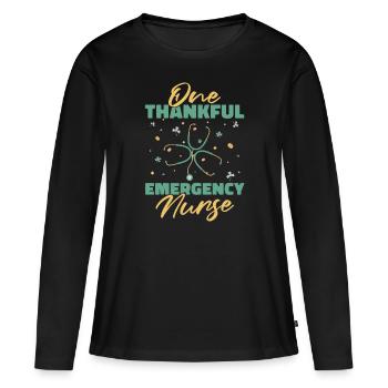 Stéthoscope infirmier - T-shirt manches longues Premium bio Femme - noir - Devant - Julia (174cm)