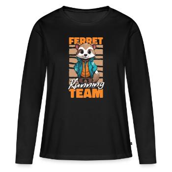 Putois furet en course - T-shirt manches longues Premium bio Femme - noir - Devant - Julia (174cm)