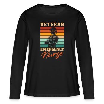 Krankenschwester Notfall Krankenschwester - Frauen Premium Bio Langarmshirt - Schwarz - Vorne - Julia (174cm)