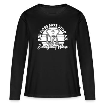 Krankenschwester Cool Notfall Krankenschwester - Frauen Premium Bio Langarmshirt - Schwarz - Vorne - Julia (174cm)